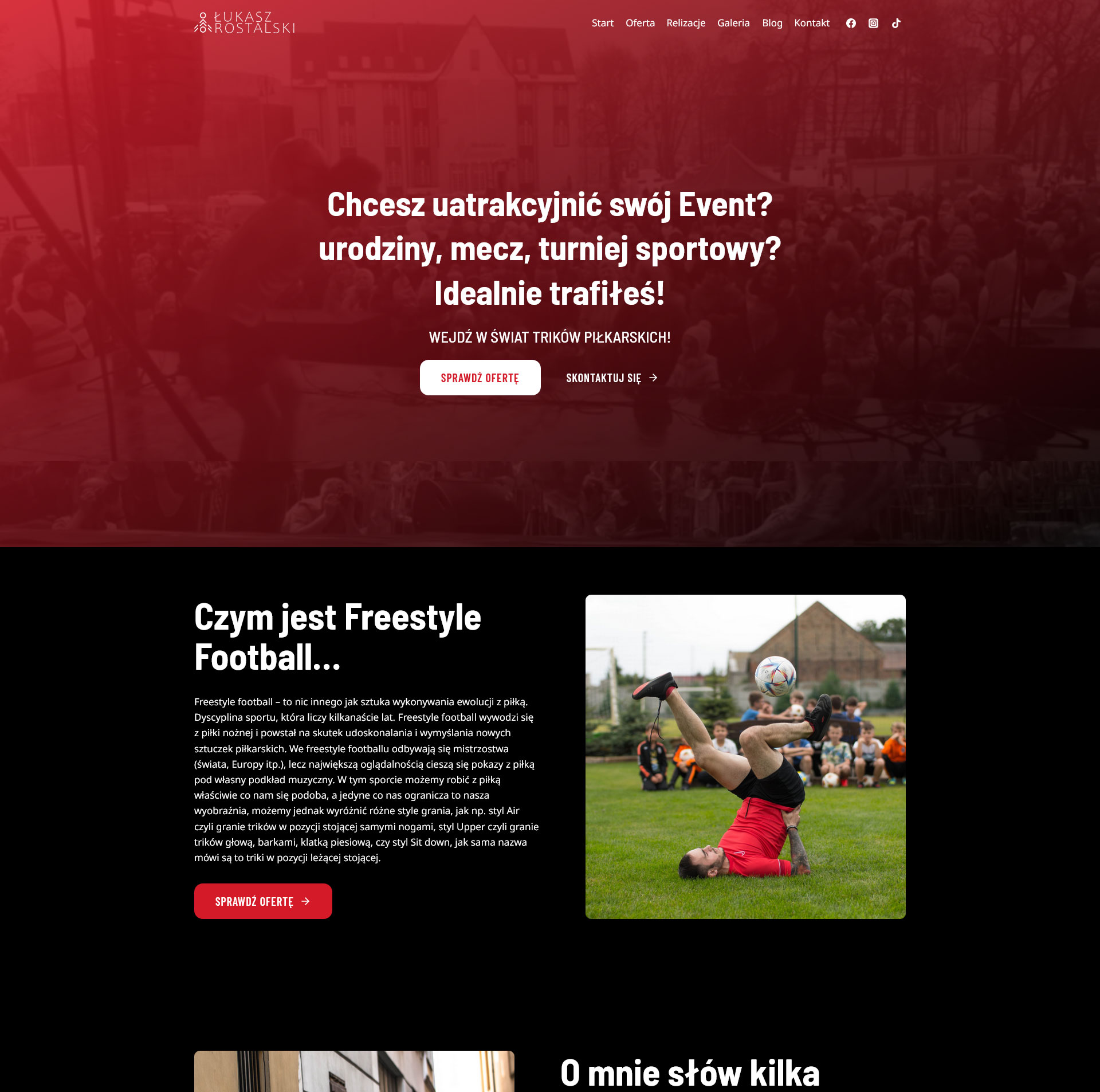 Strona Łukasza Rostalskiego z trikami piłkarskimi